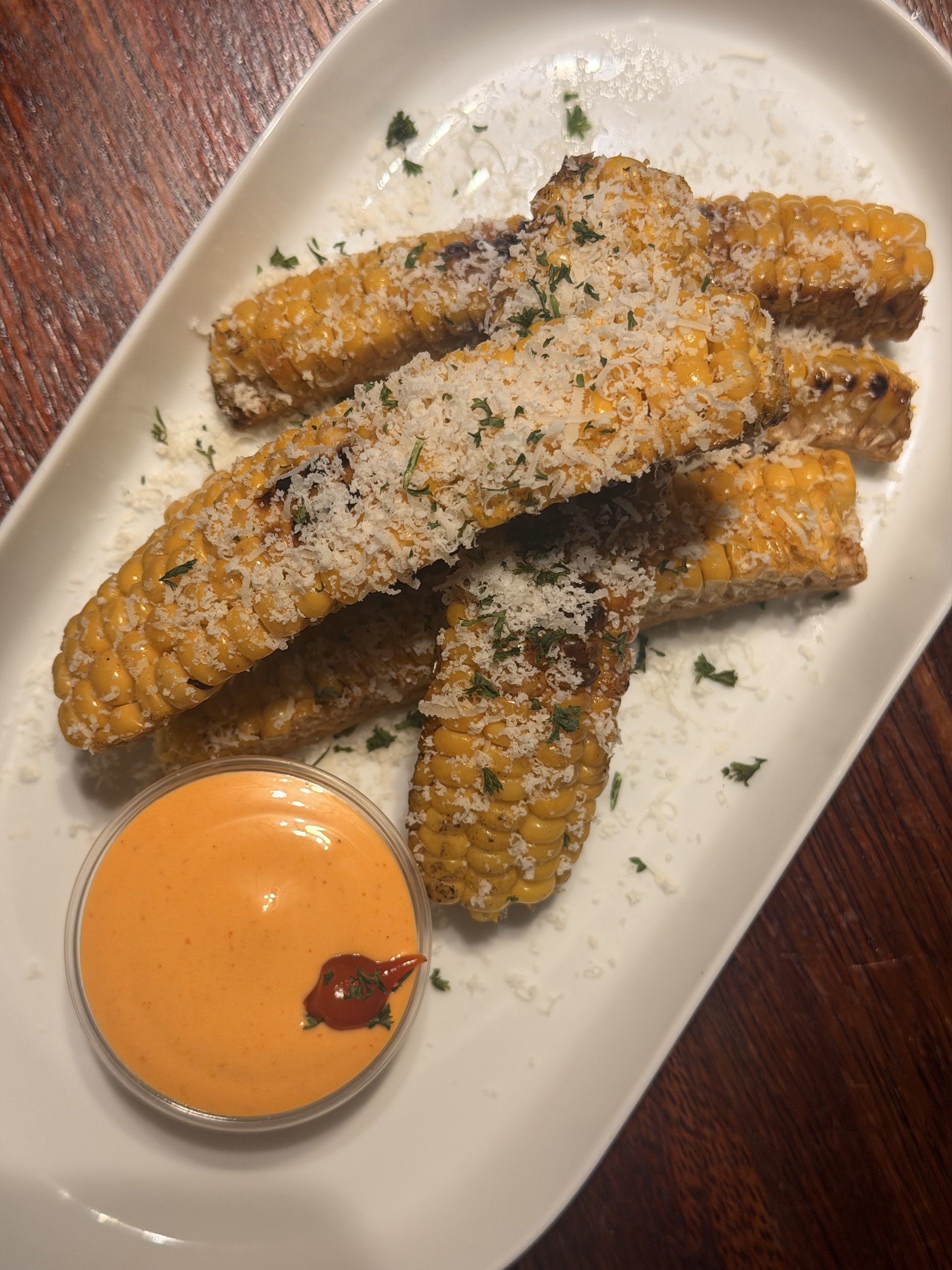 Grilled corn with parmesan and spicy mayo